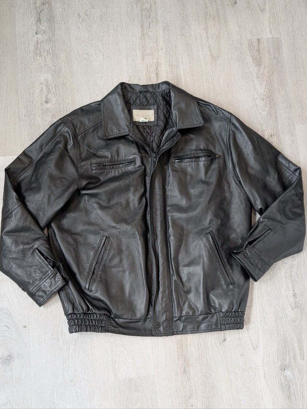 Retreat Vintage 90s Leather Bomber Men's Moto Boxy Utility Y2k Jacket XL